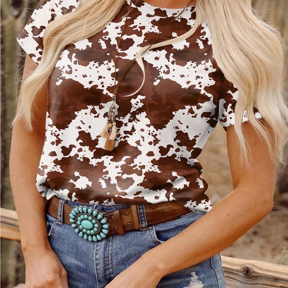 Cow Print Short Sleeve Tee